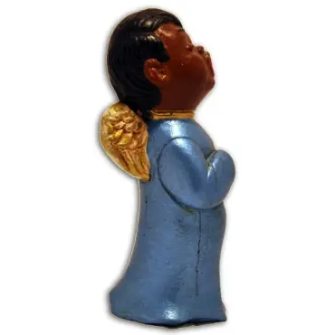 Le choriste bleu prière de l'autre profil, bras croisés, col et aile dorés
