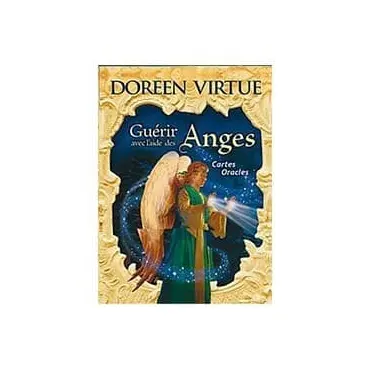 Coffret Guérir avec l'aide des Anges de Doreen Virtue : ange aux ailes dorées en robe verte
