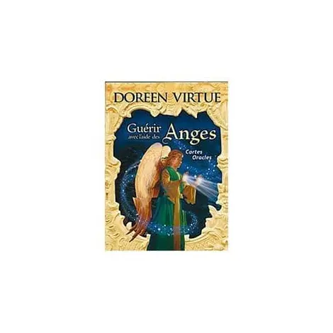 Coffret Guérir avec l'aide des Anges de Doreen Virtue : ange aux ailes dorées en robe verte
