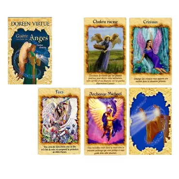 Boîte et cartes de Guérir avec l'aide des Anges : Chakra racine, Cristaux, Fées, Archange Michaël