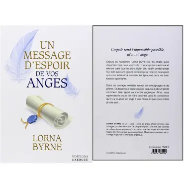 Un message d'espoir de vos anges, de Lorna Byrne : couverture au parchemin scellé et dos du livre