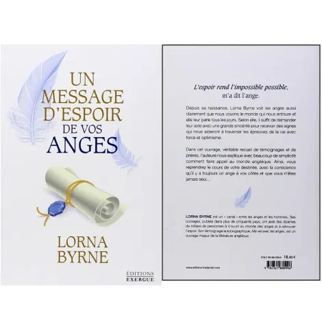 Un message d'espoir de vos anges, de Lorna Byrne : couverture au parchemin scellé et dos du livre