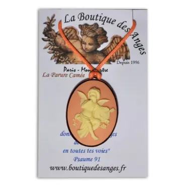 Camée rose sur son carton, au-dessus du Psaume 91, cordon orange