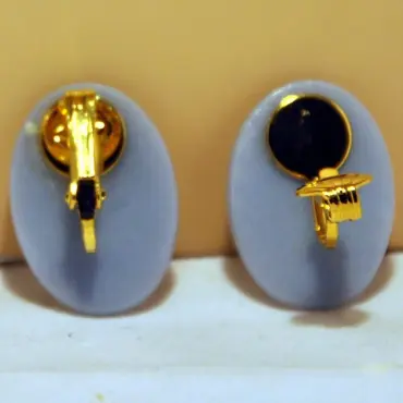 Dos des clips bleu clair et leur mécanisme doré
