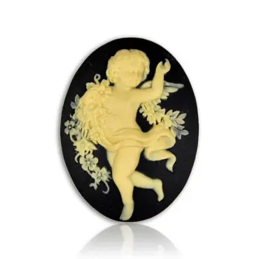 Broche camée « La Danse » grand modèle, coloris noir, vue de face