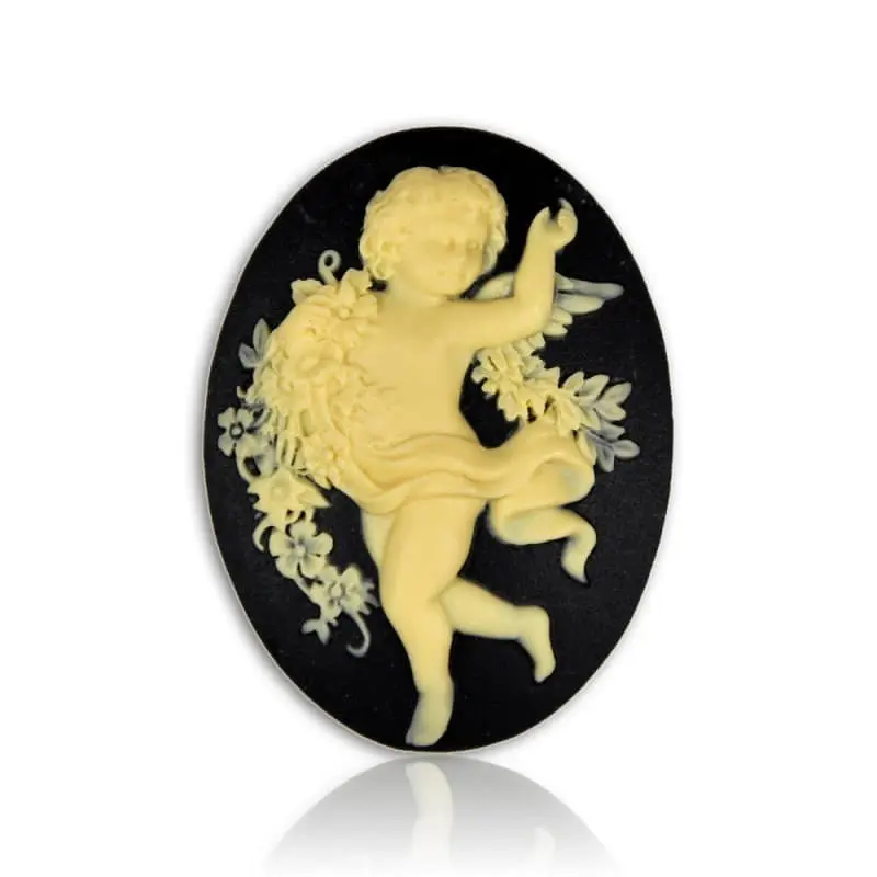 Broche camée « La Danse » grand modèle, coloris noir, vue de face