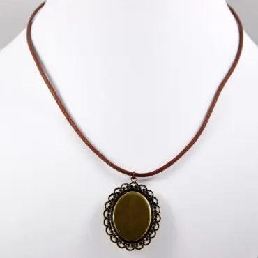 Pendentif ambre retourné, dos uni couleur bronze